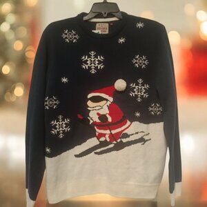 XL🎄Holiday Santa Ugly Christmas Ski Men Unisex Sweater - Navy ITS COLD OUTSIDE